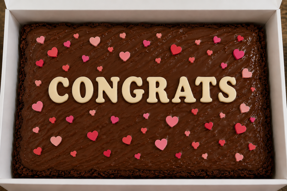 Brownie cake spelling Congrats